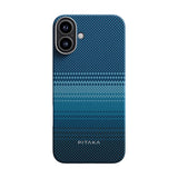 Apple iPhone 16 Kılıf M-safe Şarj Özellikli Aramid Fiber Pitaka Tactile Woven Sunset-Moonrise Serisi Moonrise Kapak