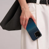 Apple iPhone 16 Kılıf M-safe Şarj Özellikli Aramid Fiber Pitaka Tactile Woven Sunset-Moonrise Serisi Moonrise Kapak