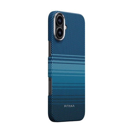 Apple iPhone 16 Kılıf M-safe Şarj Özellikli Aramid Fiber Pitaka Tactile Woven Sunset-Moonrise Serisi Moonrise Kapak