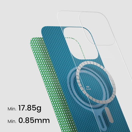 Apple iPhone 16 Pro Kılıf M-safe Şarj Özellikli Aramid Fiber Pitaka Ultra-Slim Classic Serisi Forest Green Kapak