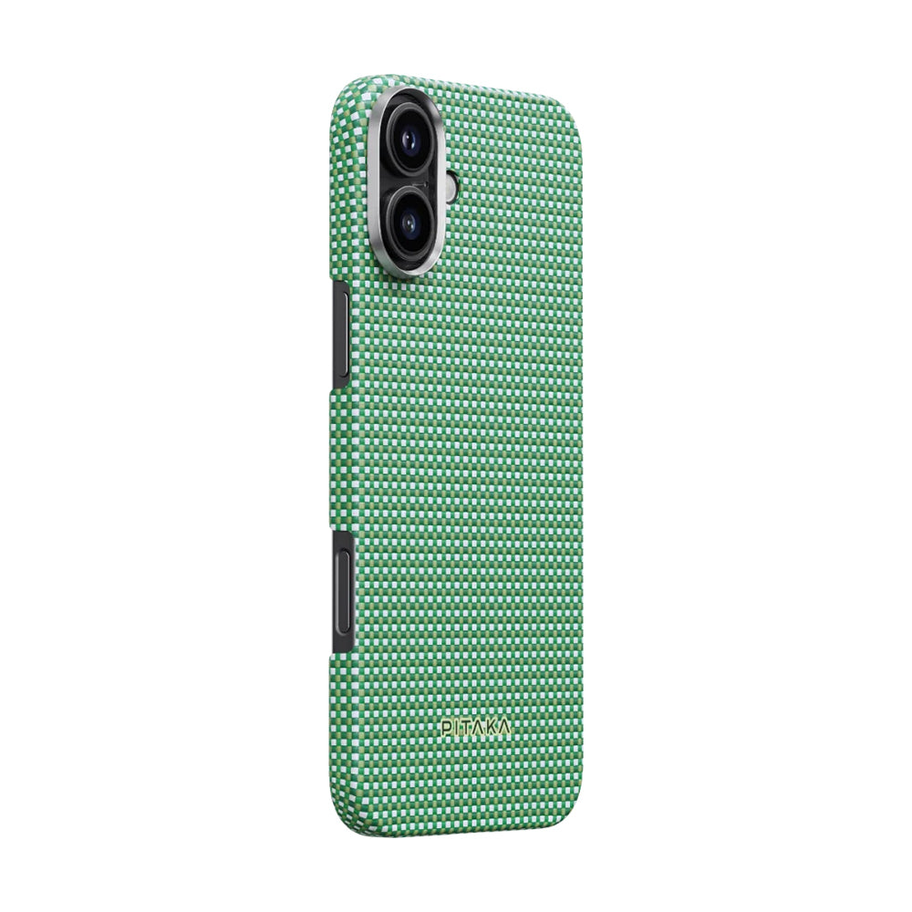Apple iPhone 16 Kılıf M-safe Şarj Özellikli Aramid Fiber Pitaka Ultra-Slim Classic Serisi Forest Green Kapak