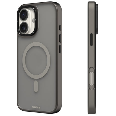 Apple iPhone 16 Kılıf M-safe Şarj Özellikli Cam Arka Yüzey TPU Youngkit Gemstone Serisi Kapak