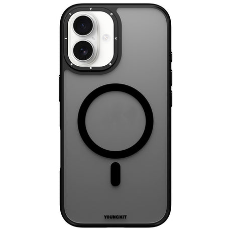 Apple iPhone 16 Kılıf M-safe Şarj Özellikli Cam Arka Yüzey TPU Youngkit Gemstone Serisi Kapak