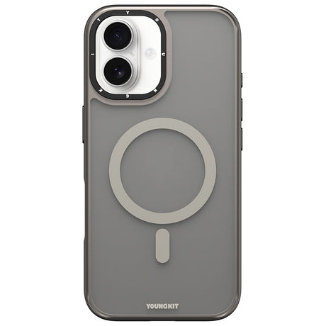 Apple iPhone 16 Kılıf M-safe Şarj Özellikli Cam Arka Yüzey TPU Youngkit Gemstone Serisi Kapak