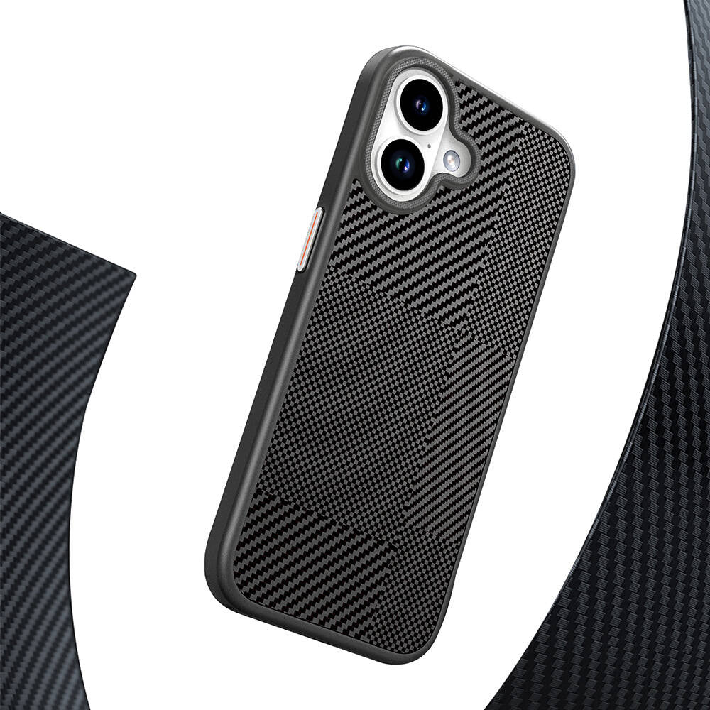 Apple iPhone 16 Kılıf M-safe Şarj Özellikli Karbon Fiber Desenli Mutural Montage Kapak