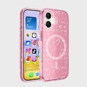 Apple iPhone 16 Kılıf M-safe Şarj Özellikli Parlayan Simli Saydam Renkli Zore Allstar Kapak