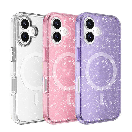 Apple iPhone 16 Kılıf M-safe Şarj Özellikli Parlayan Simli Saydam Renkli Zore Allstar Kapak