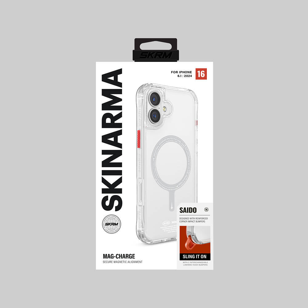 Apple iPhone 16 Kılıf M-safe Şarj Özellikli Şeffaf Airbag Tasarımlı Skinarma Saido Kapak