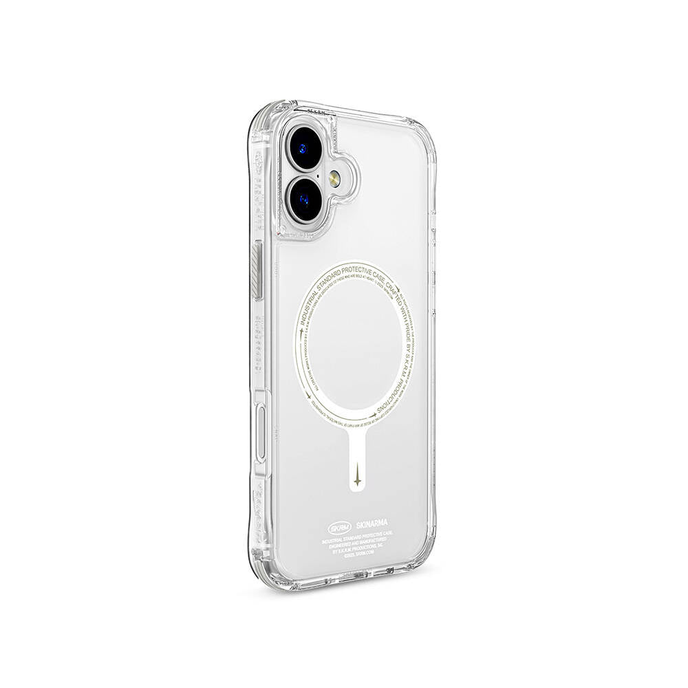 Apple iPhone 16 Kılıf M-safe Şarj Özellikli Şeffaf Airbag Tasarımlı Skinarma Saido Nightglow Kapak