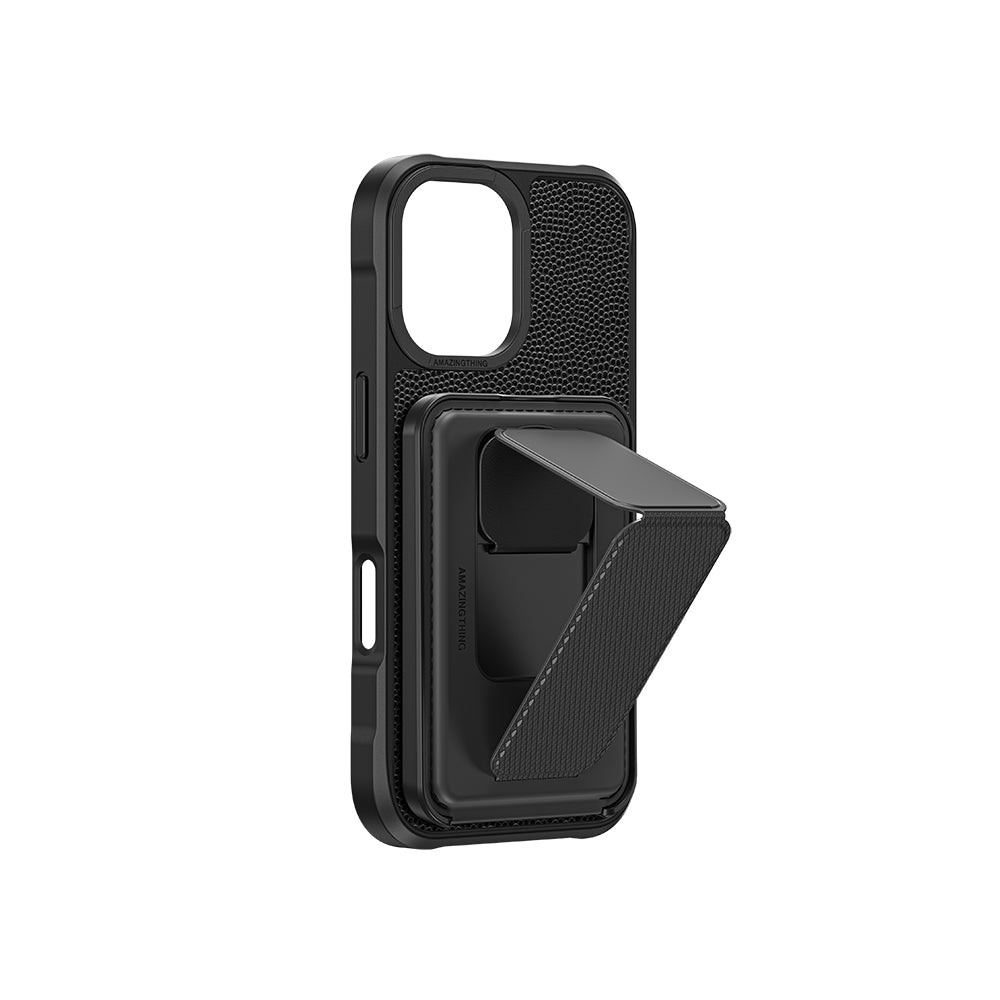 Apple iPhone 16 Kılıf M-safe Şarj Özellikli Standlı Kartlıklı Set Amazingthing Glamour Luxe Serisi Kapak