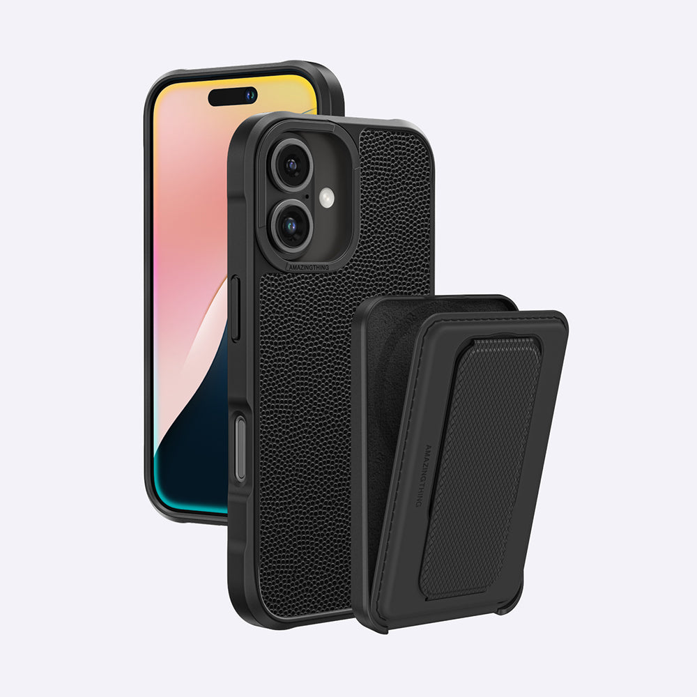 Apple iPhone 16 Kılıf M-safe Şarj Özellikli Standlı Kartlıklı Set Amazingthing Glamour Luxe Serisi Kapak