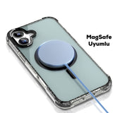 Apple iPhone 16 Kılıf M-safe Şarj Özellikli Taşlı ve Simli Tasarım Mutural Blink Kapak