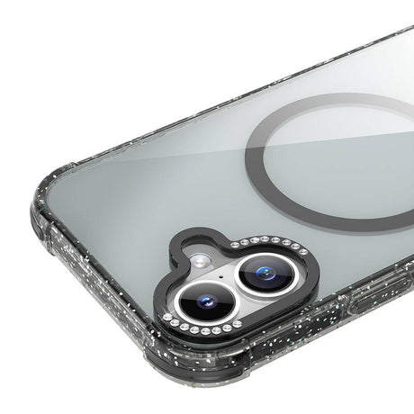 Apple iPhone 16 Kılıf M-safe Şarj Özellikli Taşlı ve Simli Tasarım Mutural Blink Kapak