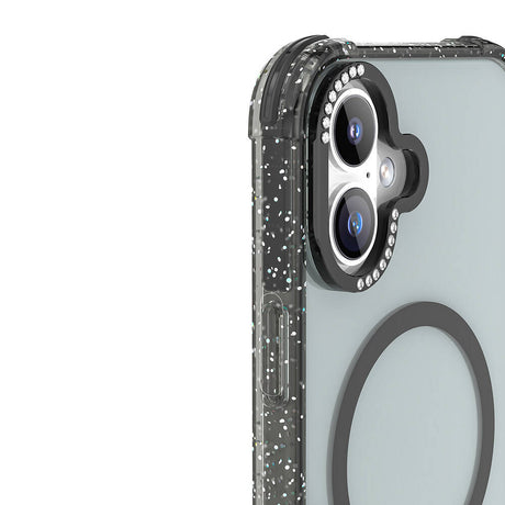 Apple iPhone 16 Kılıf M-safe Şarj Özellikli Taşlı ve Simli Tasarım Mutural Blink Kapak