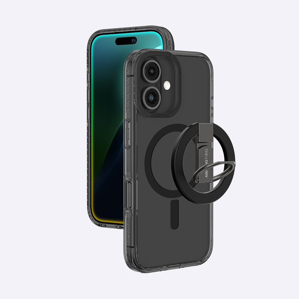 Apple iPhone 16 Kılıf M-safe Şarj Özellikli Yüzük Standlı Amazingthing Titan Pro Serisi Kapak