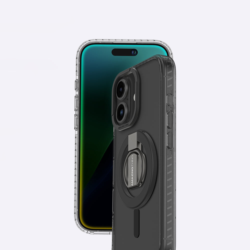 Apple iPhone 16 Kılıf M-safe Şarj Özellikli Yüzük Standlı Amazingthing Titan Pro Serisi Kapak