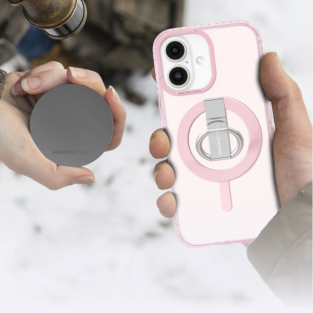Apple iPhone 16 Kılıf M-safe Şarj Özellikli Yüzük Standlı Amazingthing Titan Pro Serisi Kapak