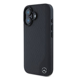 Apple iPhone 16 Kılıf Mercedes Benz Orjinal Lisanslı M-safe Şarj Özellikli 3D Metal Logolu Wood Imitation Deri Kapak