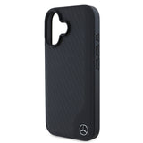 Apple iPhone 16 Kılıf Mercedes Benz Orjinal Lisanslı M-safe Şarj Özellikli 3D Metal Logolu Wood Imitation Deri Kapak