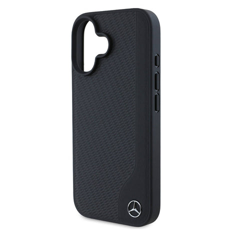 Apple iPhone 16 Kılıf Mercedes Benz Orjinal Lisanslı M-safe Şarj Özellikli 3D Metal Logolu Wood Imitation Deri Kapak