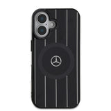 Apple iPhone 16 Kılıf Mercedes Benz Orjinal Lisanslı M-safe Şarj Özellikli Çift Katmanlı Paralel Çizgi Desenli Kapak