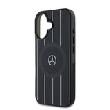 Apple iPhone 16 Kılıf Mercedes Benz Orjinal Lisanslı M-safe Şarj Özellikli Çift Katmanlı Paralel Çizgi Desenli Kapak