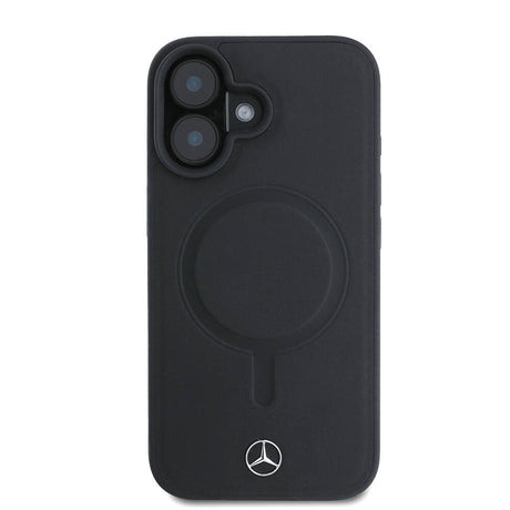 Apple iPhone 16 Kılıf Mercedes Benz Orjinal Lisanslı M-safe Şarj Özellikli Metal Yıldız Logolu Sade Pürüzsüz Deri Kapak