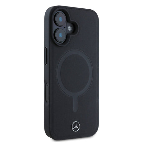 Apple iPhone 16 Kılıf Mercedes Benz Orjinal Lisanslı M-safe Şarj Özellikli Metal Yıldız Logolu Sade Pürüzsüz Deri Kapak