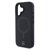 Apple iPhone 16 Kılıf Mercedes Benz Orjinal Lisanslı M-safe Şarj Özellikli Metal Yıldız Logolu Sade Pürüzsüz Deri Kapak
