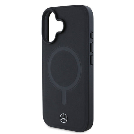 Apple iPhone 16 Kılıf Mercedes Benz Orjinal Lisanslı M-safe Şarj Özellikli Metal Yıldız Logolu Sade Pürüzsüz Deri Kapak