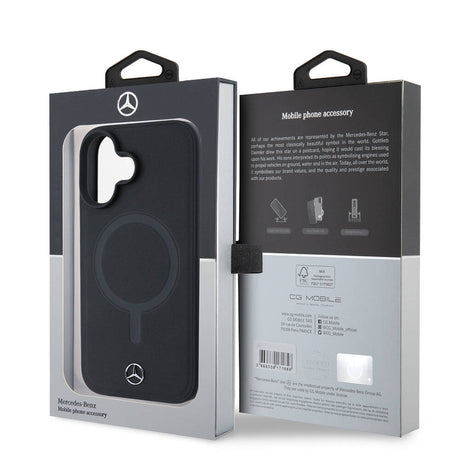 Apple iPhone 16 Kılıf Mercedes Benz Orjinal Lisanslı M-safe Şarj Özellikli Metal Yıldız Logolu Sade Pürüzsüz Deri Kapak