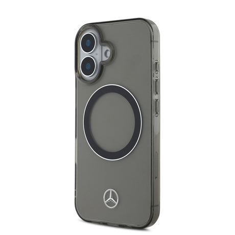 Apple iPhone 16 Kılıf Mercedes Benz Orjinal Lisanslı M-safe Şarj Özellikli Saydam Yüzey Silver Ring Kapak