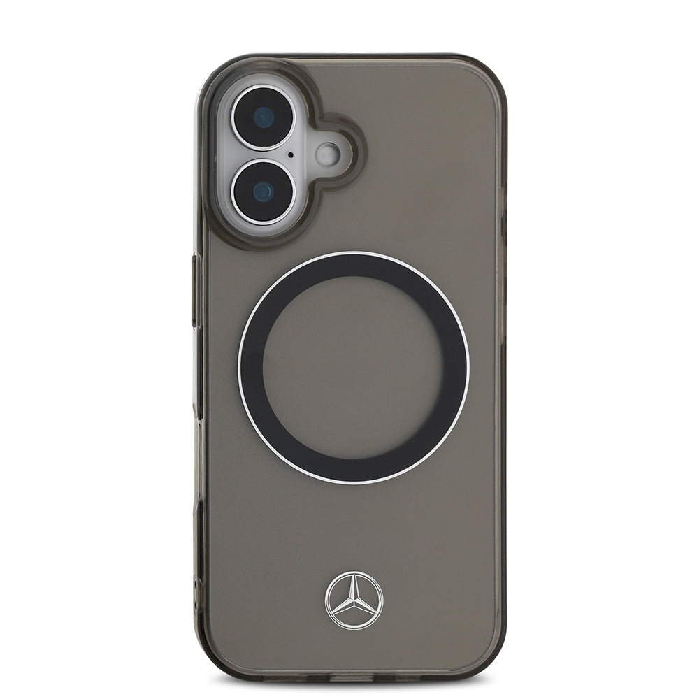Apple iPhone 16 Kılıf Mercedes Benz Orjinal Lisanslı M-safe Şarj Özellikli Saydam Yüzey Silver Ring Kapak