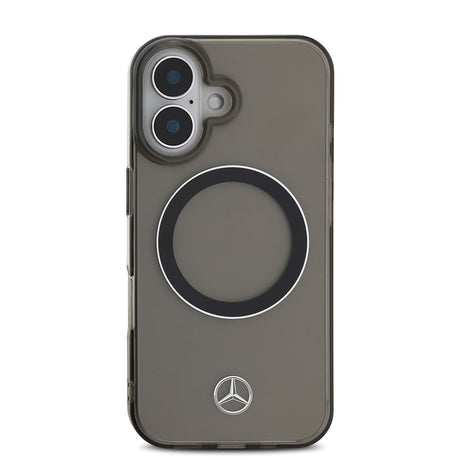 Apple iPhone 16 Kılıf Mercedes Benz Orjinal Lisanslı M-safe Şarj Özellikli Saydam Yüzey Silver Ring Kapak