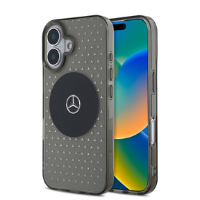 Apple iPhone 16 Kılıf Mercedes Benz Orjinal Lisanslı M-safe Şarj Özellikli Yıldız Desenli Transparan Kapak