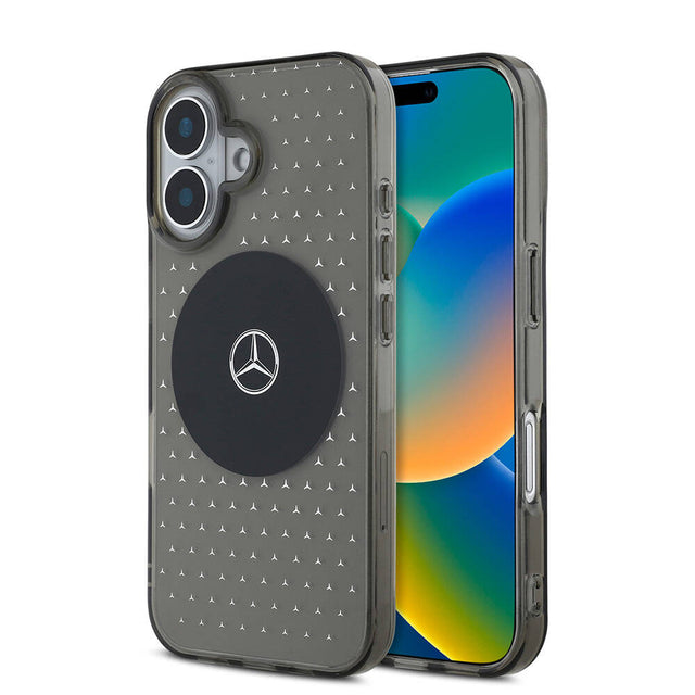 Apple iPhone 16 Kılıf Mercedes Benz Orjinal Lisanslı M-safe Şarj Özellikli Yıldız Desenli Transparan Kapak