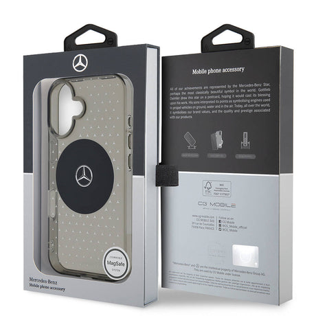Apple iPhone 16 Kılıf Mercedes Benz Orjinal Lisanslı M-safe Şarj Özellikli Yıldız Desenli Transparan Kapak