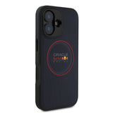 Apple iPhone 16 Kılıf Redbull Orjinal Lisanslı M-safe Şarj Özellikli Kırmızı Halka ve Logo Kabartmalı PU Deri Kapak