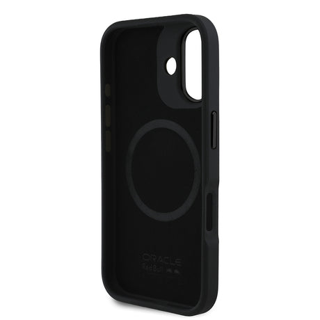 Apple iPhone 16 Kılıf Redbull Orjinal Lisanslı M-safe Şarj Özellikli Kırmızı Halka ve Logo Kabartmalı PU Deri Kapak