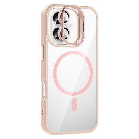 Apple iPhone 16 Kılıf Standlı ve Kamera Lens Hediyeli M-Safe Şarj Özellikli Zore Etro Kapak