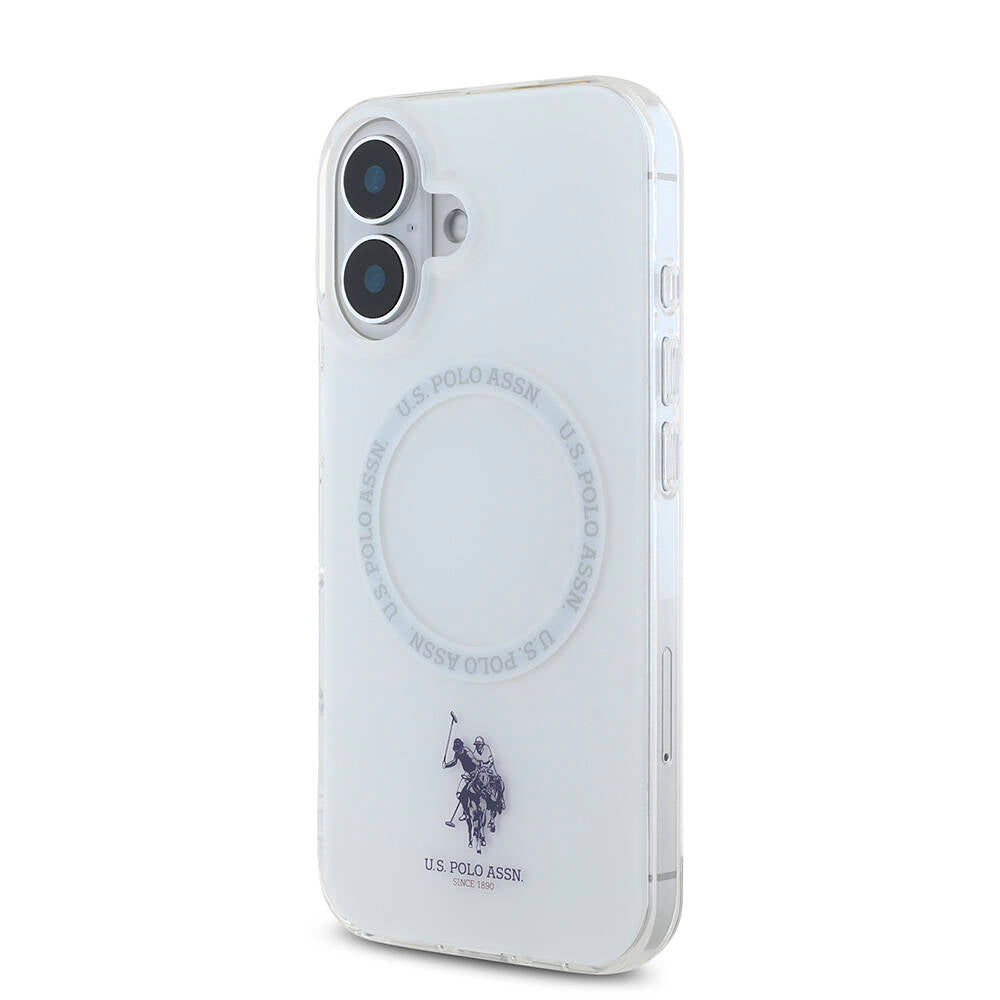 Apple iPhone 16 Kılıf U.S. Polo Assn. Orjinal Lisanslı M-safe Şarj Özellikli IML Double Horse Logolu Ring Kapak