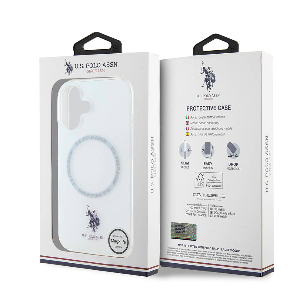 Apple iPhone 16 Kılıf U.S. Polo Assn. Orjinal Lisanslı M-safe Şarj Özellikli IML Double Horse Logolu Ring Kapak