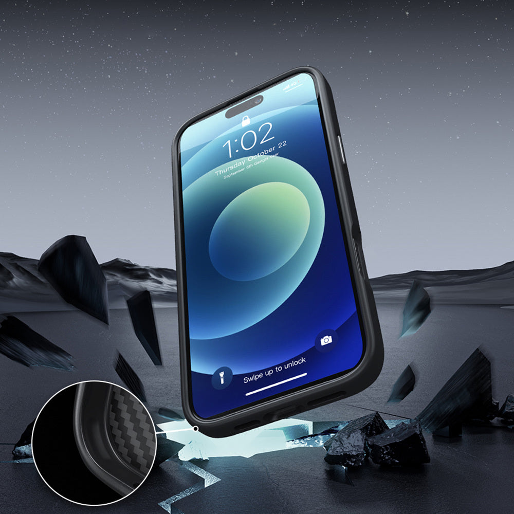 Apple iPhone 16 Kılıf Wiwu DCC-205 M-safe Şarj Özellikli Aramid Fiber Tasarım Kevlar Kapak