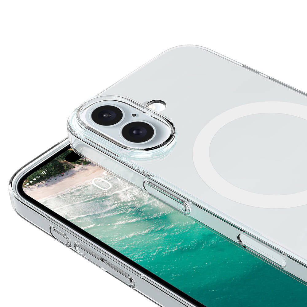Apple iPhone 16 Kılıf Zore M-safe Şarj Özellikli Şeffaf Tek Kamera Çerçeveli Porto Kapak