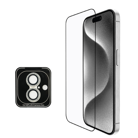 Apple iPhone 16 Plus Guess Orjinal Lisanslı Kılıf + Ekran Koruyucu + Lens Koruyucu 3in1 Aksesuar Seti