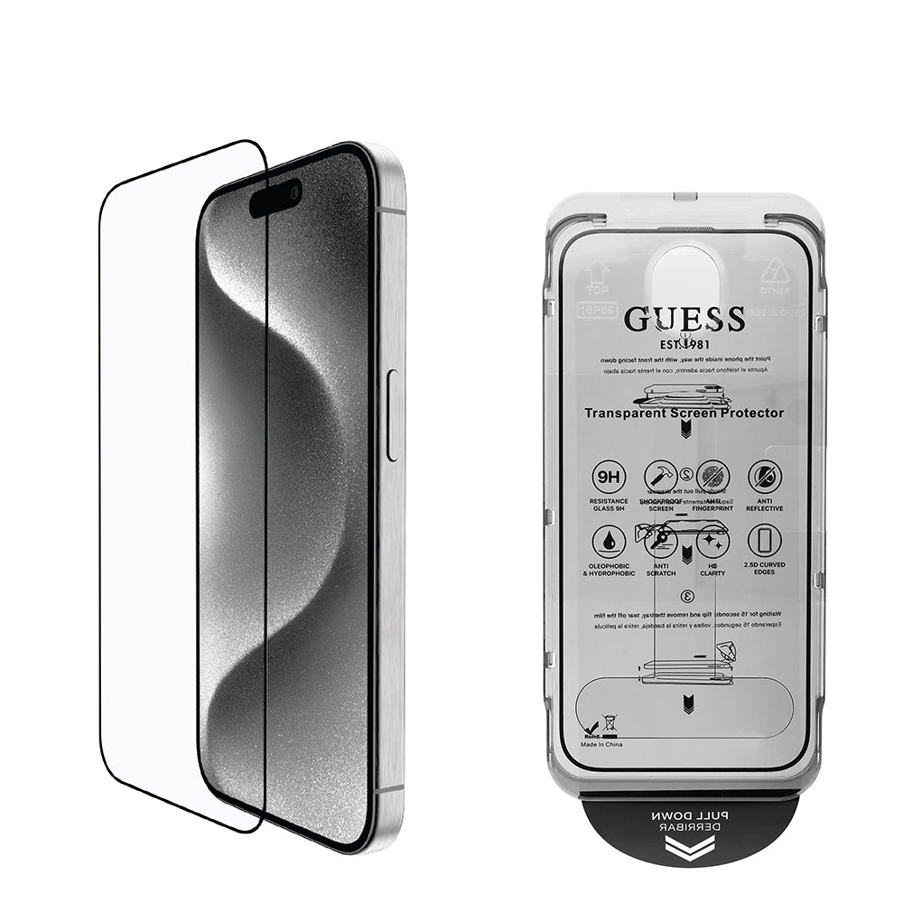 Apple iPhone 16 Plus Guess Orjinal Lisanslı Rhinestone Ekran Koruyucu + Lens Koruyucu 2in1 Aksesuar Seti