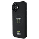 Apple iPhone 16 Plus Kılıf Aston Martin Orjinal Lisanslı M-safe Şarj Özellikli PU Deri Alonso 14 Baskılı Kapak