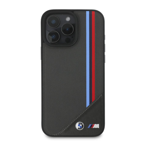 Apple iPhone 16 Plus Kılıf BMW Orjinal Lisanslı M-safe Şarj Özellikli M Logolu Üç Çizgili Dikiş Detaylı Meshed Tricolor Stripes Kapak