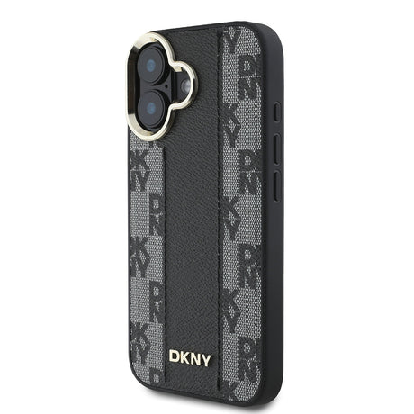 Apple iPhone 16 Plus Kılıf DKNY Orjinal Lisanslı M-safe Şarj Özellikli 3D Yazılı Checkered Pattern Kapak