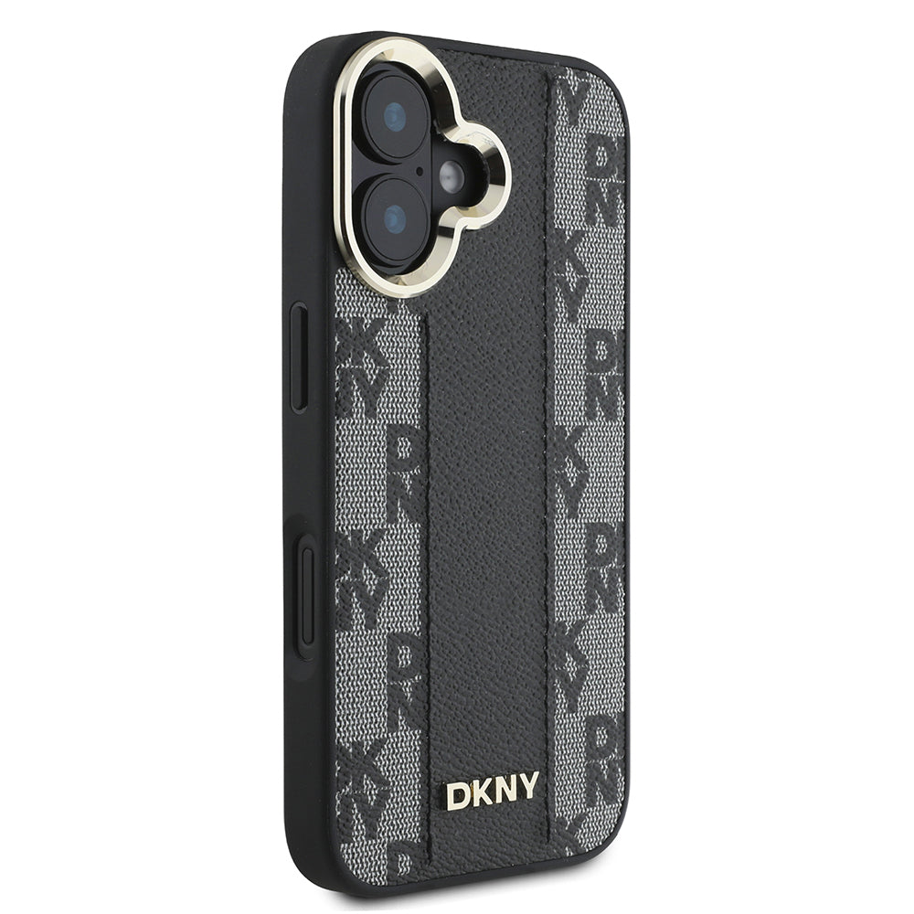 Apple iPhone 16 Plus Kılıf DKNY Orjinal Lisanslı M-safe Şarj Özellikli 3D Yazılı Checkered Pattern Kapak